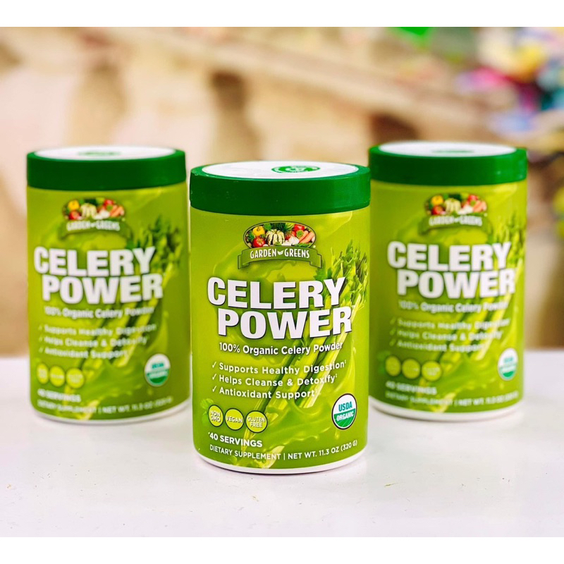 Bột cần tây hữu cơ Garden Greens Non GMO Gluten Free Vegan thuần chay Celery Power 100% Organic chuẩn Mỹ