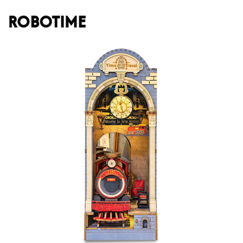 Robotime mô hình tự lắp ráp Book Nook trang trí giá sách. Rolife Time Travel DIY Book Nook Shelf Ins