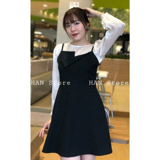SÉT ĐẦM 2 DÂY PHỐI ÁO DA