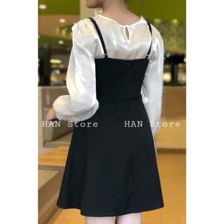 SÉT ĐẦM 2 DÂY PHỐI ÁO DA