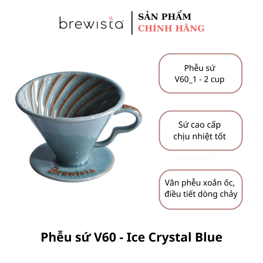 Phễu lọc cà phê V60 sứ cao cấp Brewista Dripper - Ice Crystal Blue