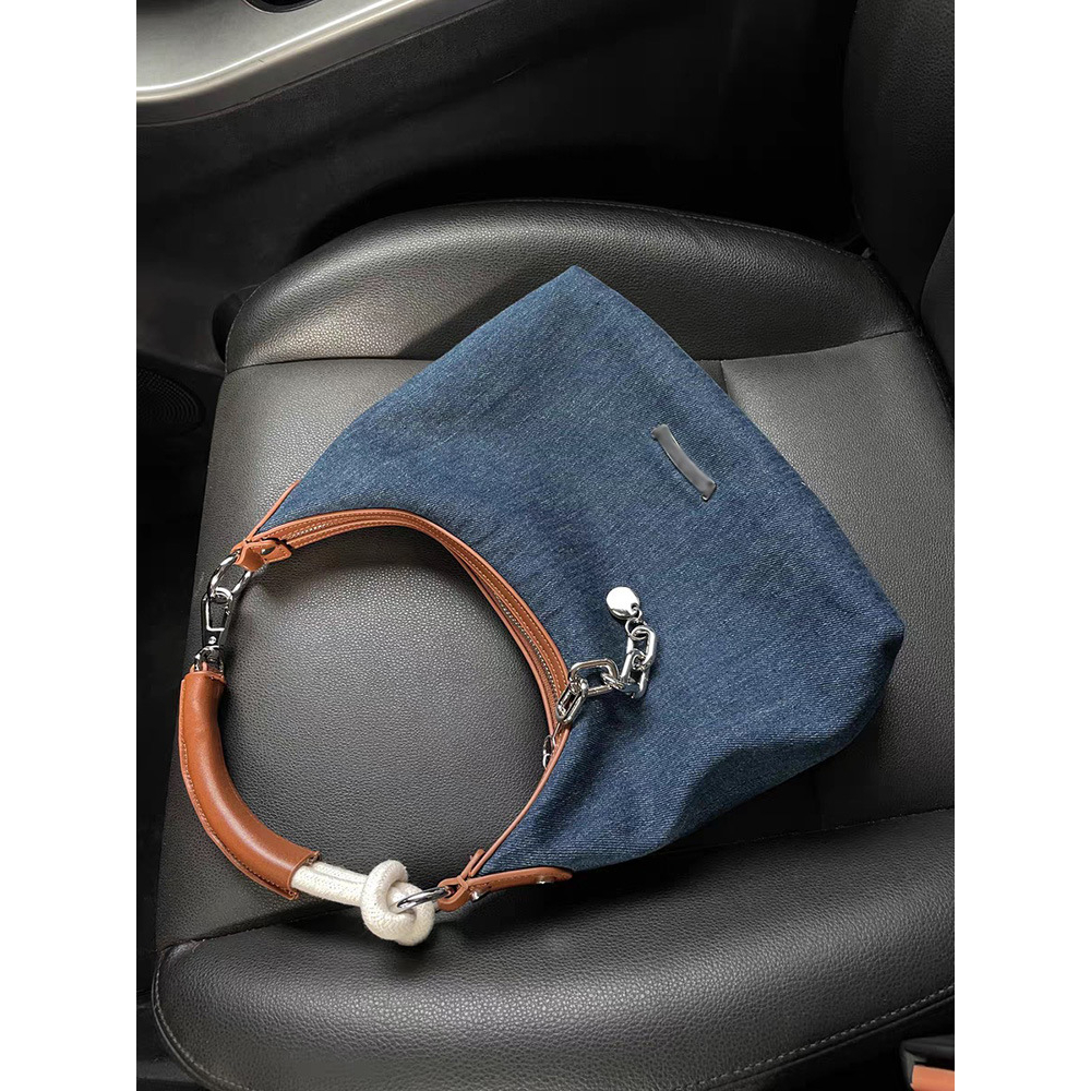 Túi Đeo Vai Nữ Thời Trang Phong Cách Retro Chất Denim Màu Xanh Dương Yu83