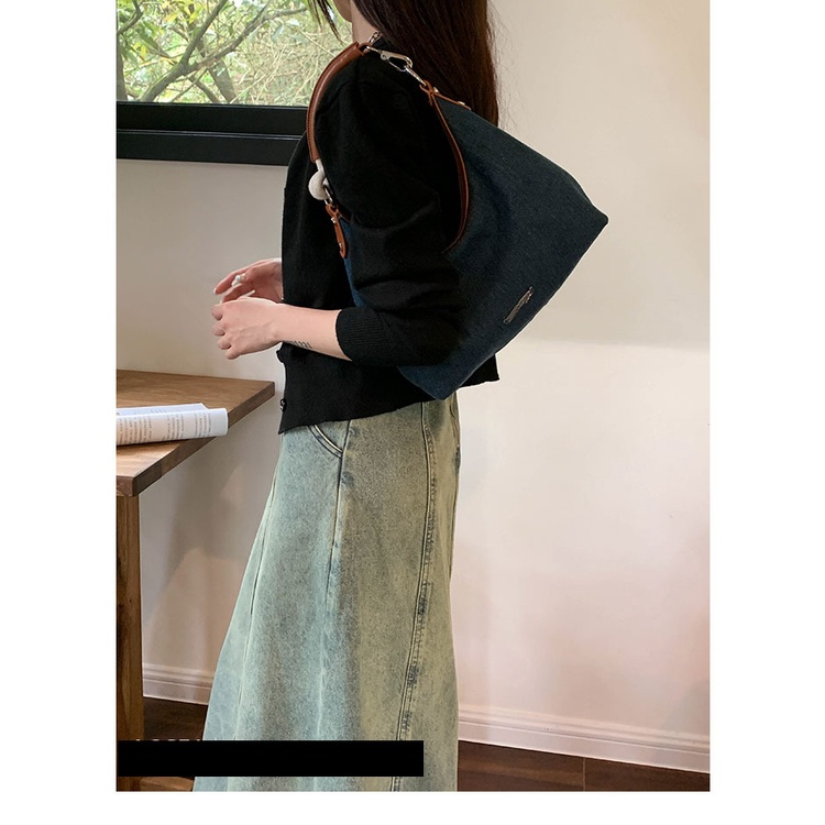 Túi Đeo Vai Nữ Thời Trang Phong Cách Retro Chất Denim Màu Xanh Dương Yu83