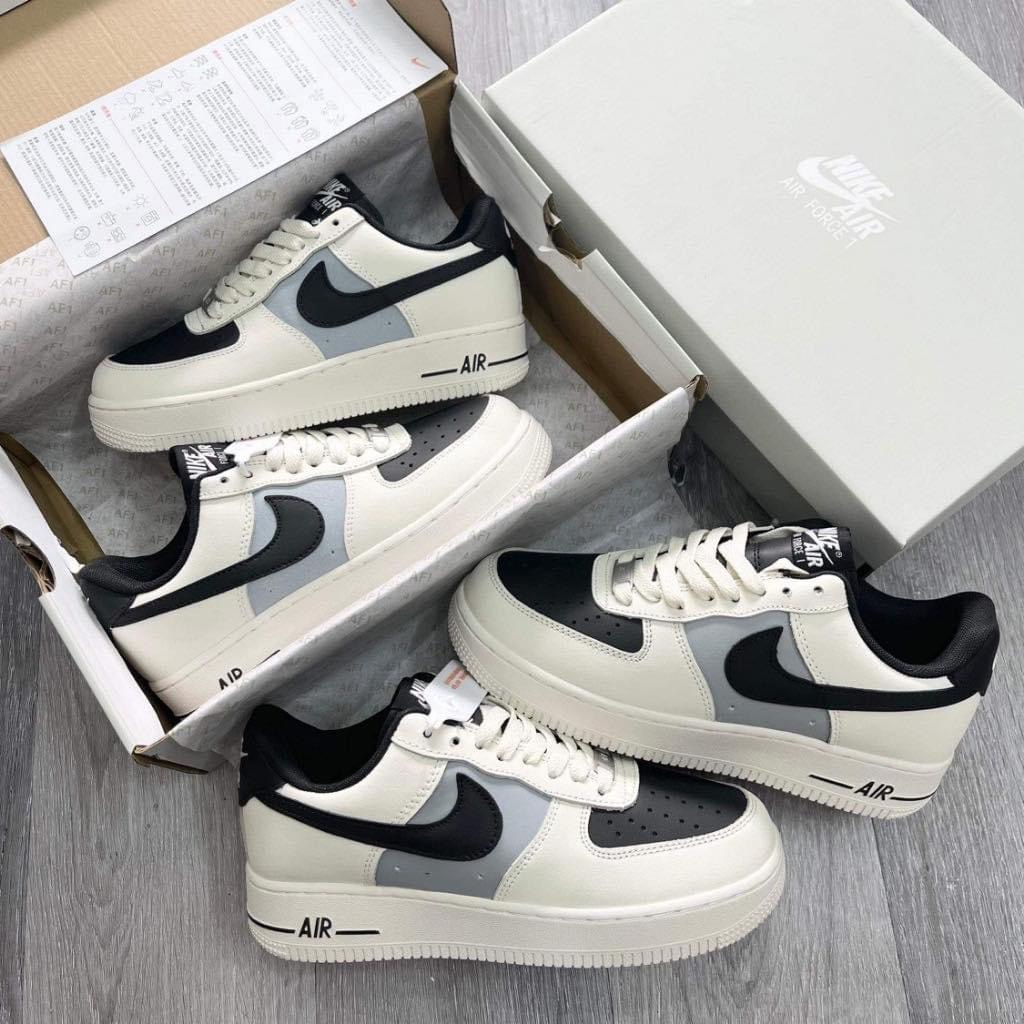 Giày_Nike Air Force 1 Mũi Đen, Giày AF1 Cream And Black Đế Air Bản Cao Cấp Hót Trend Size Nam Nữ Full Box Bill | BigBuy360 - bigbuy360.vn