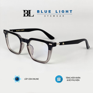 Kính Giả Cận, Gọng Kính Cận Nam Nữ, Mắt Vuông To Góc Cạnh, Phối Màu Đen Ombre Độc Lạ, Thời Trang - BLUE LIGHT