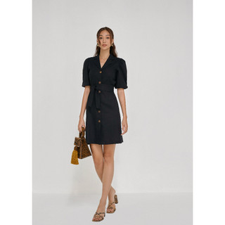 Đầm cổ vest nữ yv le & co màu đen hiện đại