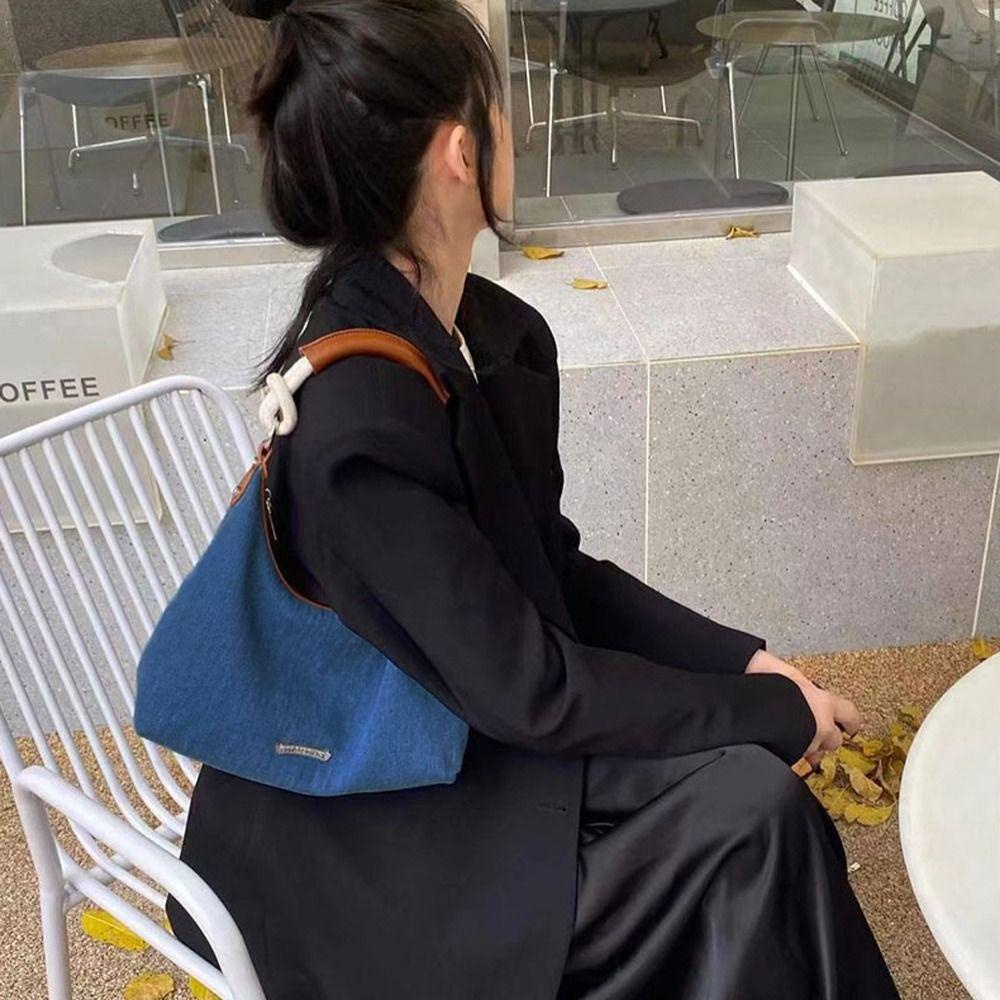 Túi Đeo Vai Nữ Thời Trang Phong Cách Retro Chất Denim Màu Xanh Dương Lila83