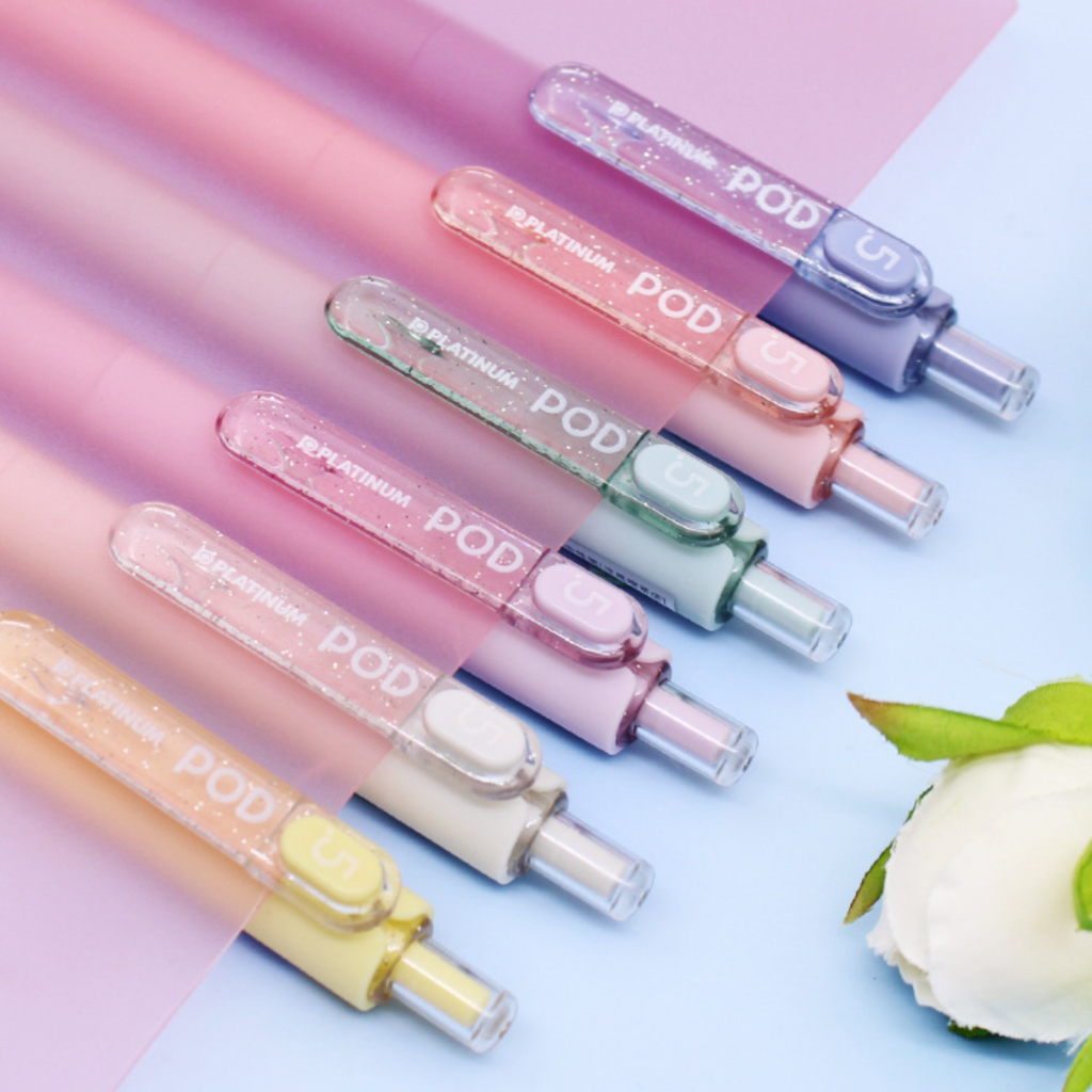 Bút mực gel nước Platinum POD5 màu pastel mực đen cỡ ngòi 0.5mm