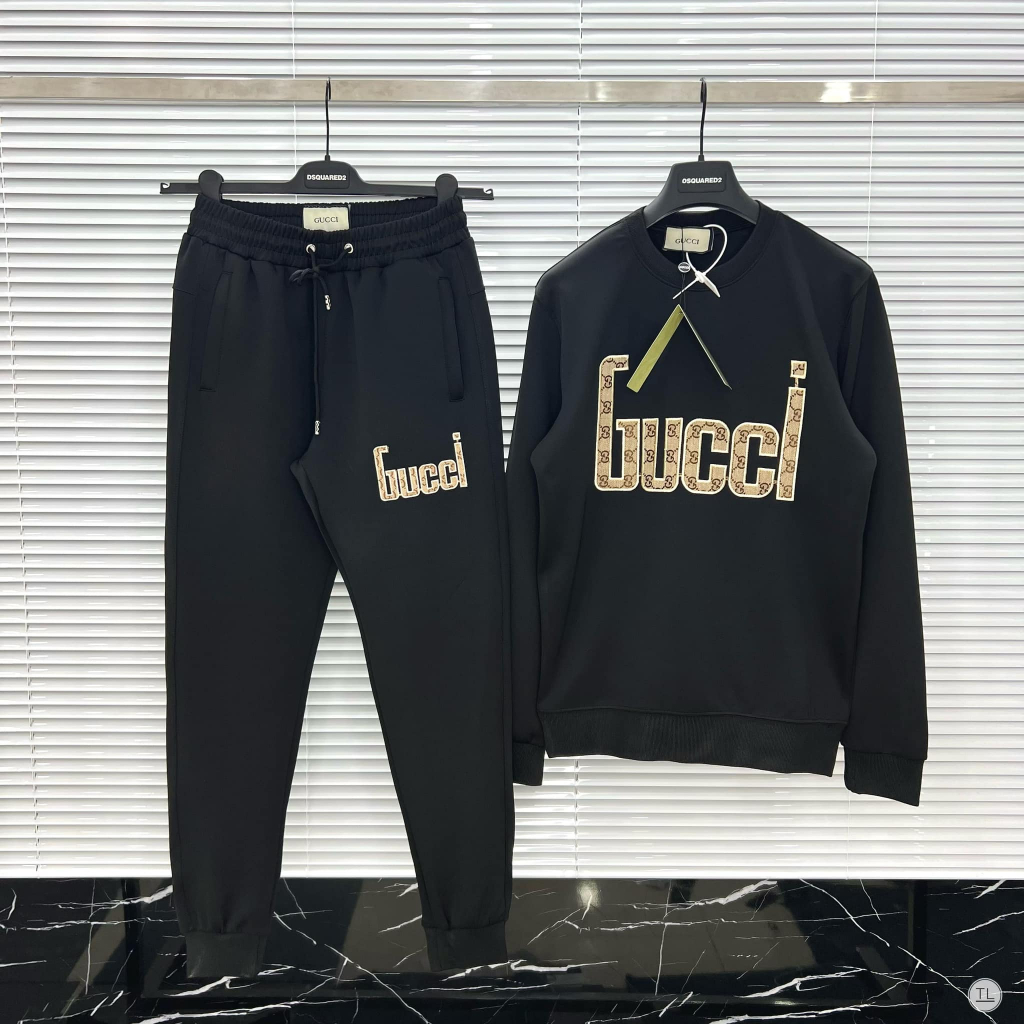 Bộ Nỉ Nam Gucci LV , Chữ Thêu Phối Họa Tiết Hình Thêu Gấu, Bộ Nỉ Thu Đông Cao Cấp Nam Nữ hottrend PINKLADY 2023