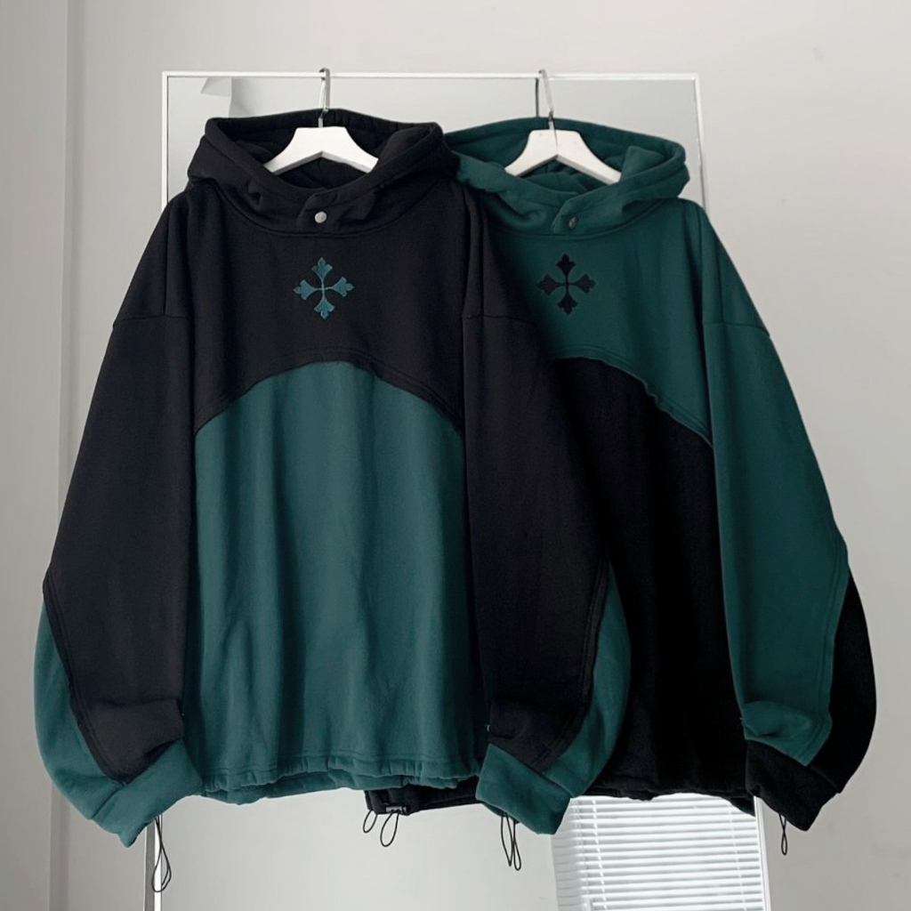 Áo khoác hoodie nỉ bông hình thêu phối 2 màu unisex_SSSTore