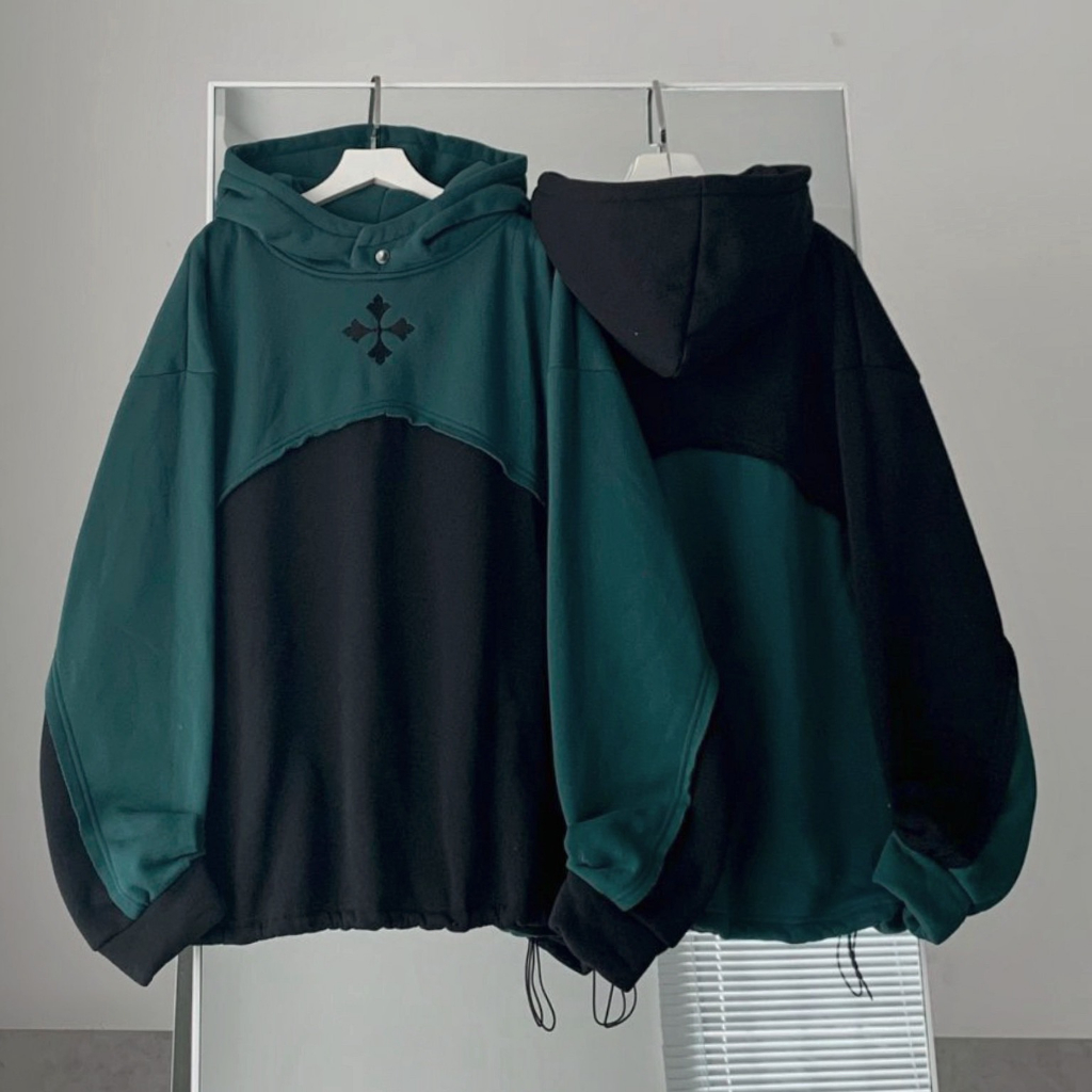 Áo khoác hoodie nỉ bông hình thêu phối 2 màu unisex_SSSTore