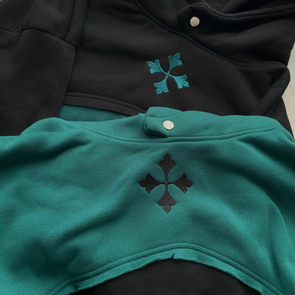 Áo khoác hoodie nỉ bông hình thêu phối 2 màu unisex_SSSTore