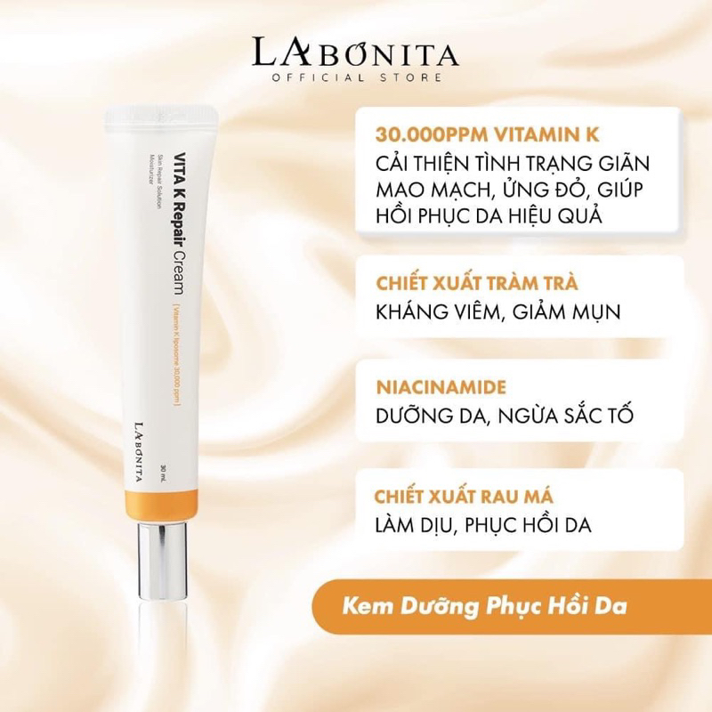 Kem Dưỡng Ẩm Phục Hồi Da LaBonita Vita K Repair Cream 30ml - La bonita