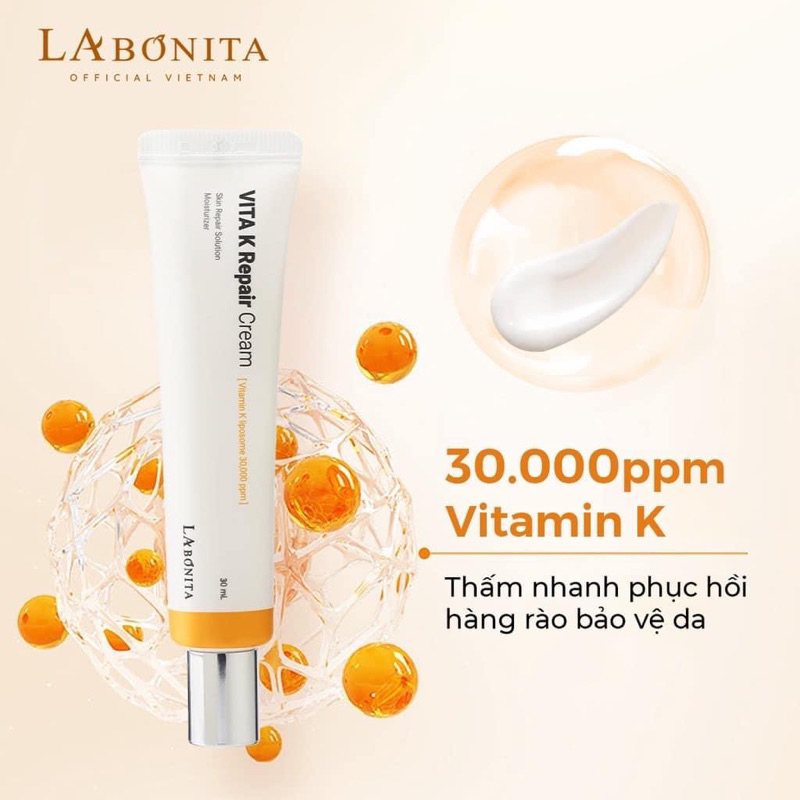 Kem Dưỡng Ẩm Phục Hồi Da LaBonita Vita K Repair Cream 30ml - La bonita