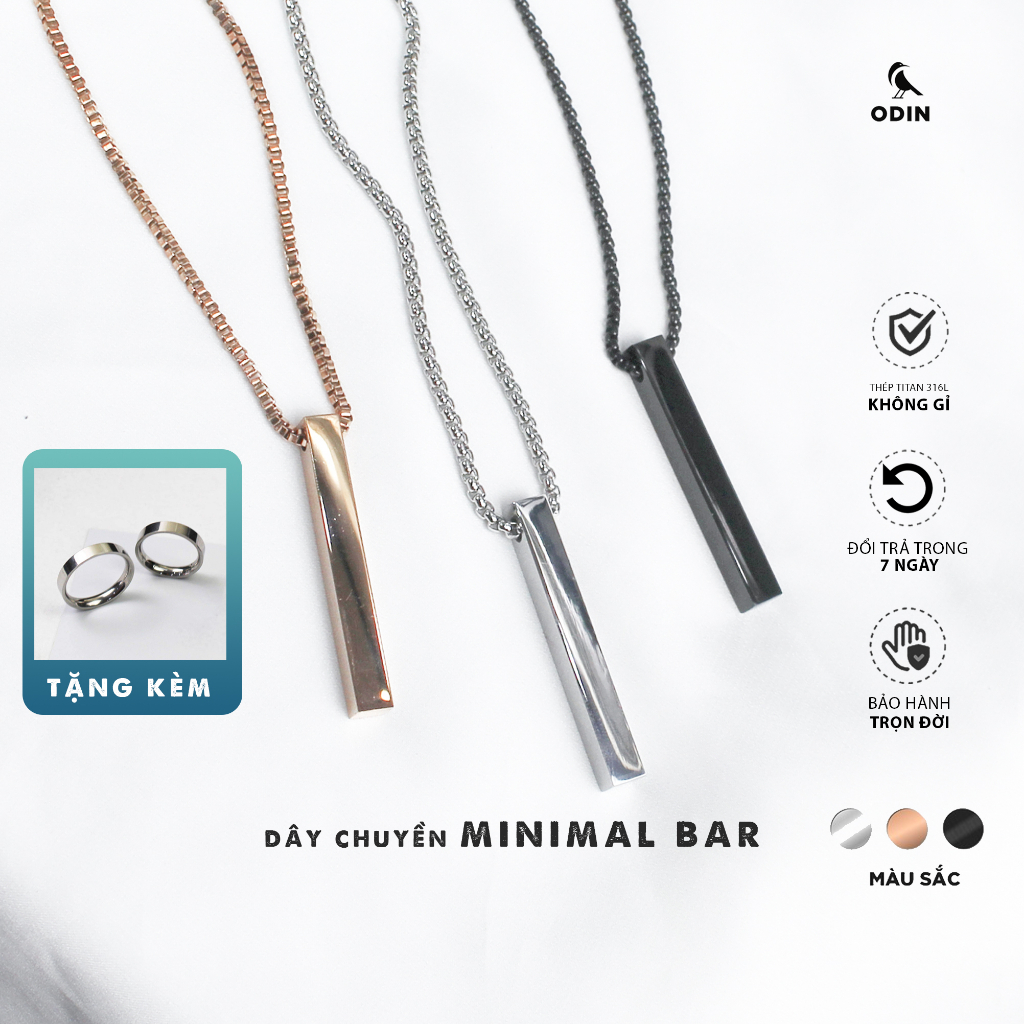 Dây chuyền nam ODIN Minimal Bar - phong cách tối giản,thanh lịch-thép không gỉ 316L - bảo hành trọn đời - tặng kèm nhẫn