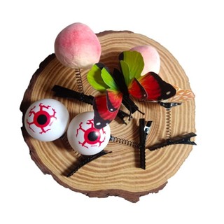 Kẹp tóc lò xo hình quả đào, con mắt/ phụ kiện trang trí halloween
