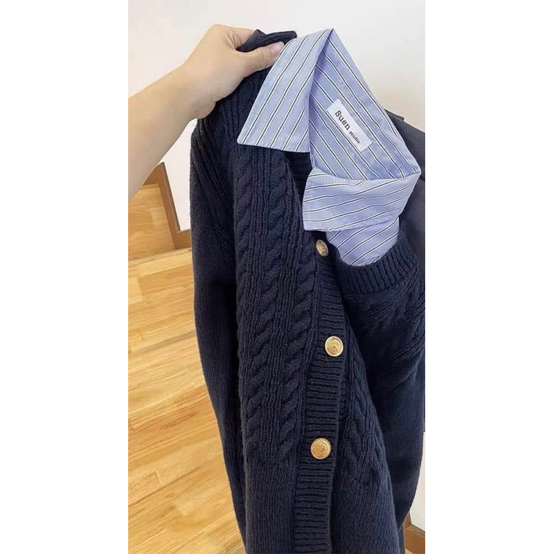 -Set len +chân váy dài vintage Hàn Quốc