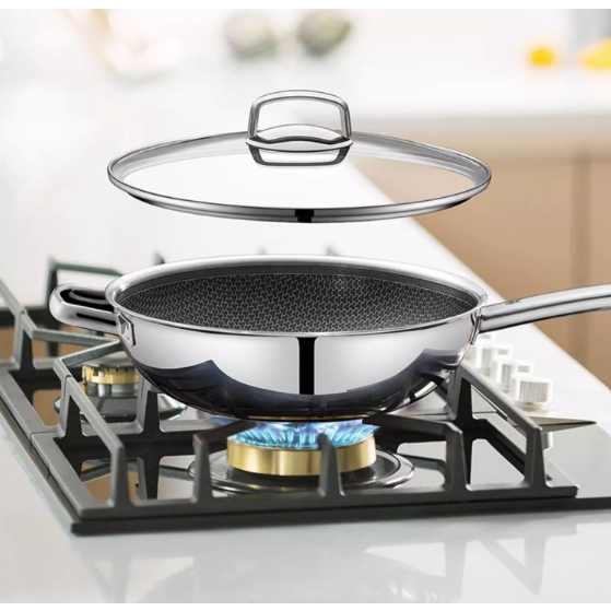 CHẢO SÂU LÒNG WMF WOK 30CM KÈM VUNG KÍNH