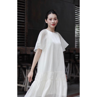 Đầm bigsize cổ tròn dáng babydoll tay cánh tiên ( Thời trang Vicky G - Anitagreen ) HN0923