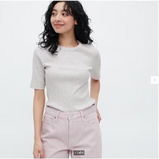 Áo thun tăm cổ tròn tay lỡ Uni Authentic