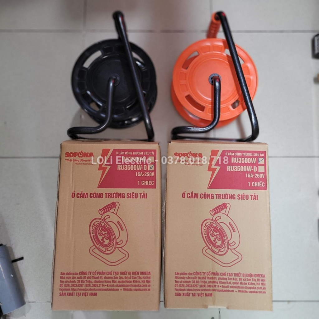 Ổ cắm công trường công trình kéo dài Rulo Ru lô Siêu chịu tải SOPOKA 3500W RU3500W RU3500W-D dây 10m 15m 20m