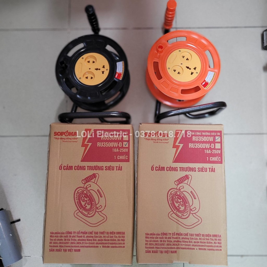 Ổ cắm công trường công trình kéo dài Rulo Ru lô Siêu chịu tải SOPOKA 3500W RU3500W RU3500W-D dây 10m 15m 20m