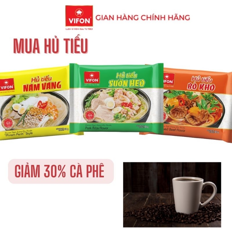 Hủ Tiếu Bò Kho, Nam Vang, Sườn Heo VIFON 65g/Gói