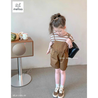 P337 Set yếm bé gái 2 món, yếm kaki áo thun gân siêu xịnh