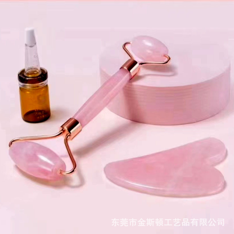 Bộ đá massage mặt Guasha giảm nếp nhăn + Cây lăn massage nâng cơ bằng đá tự nhiên