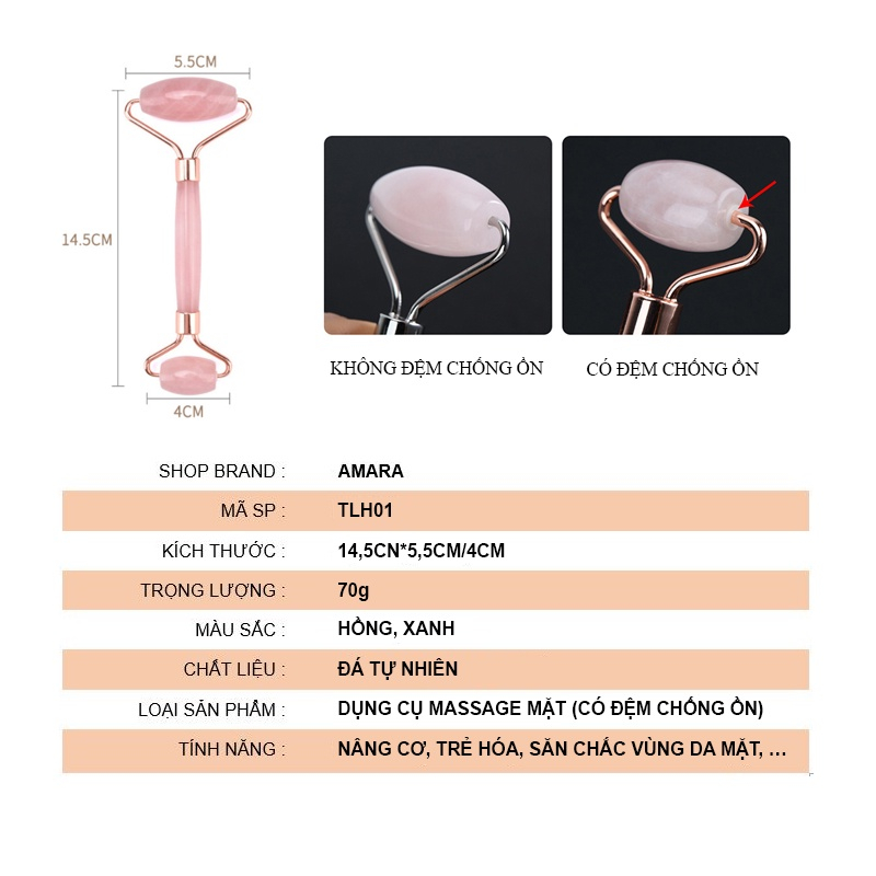 Bộ đá massage mặt Guasha giảm nếp nhăn + Cây lăn massage nâng cơ bằng đá tự nhiên