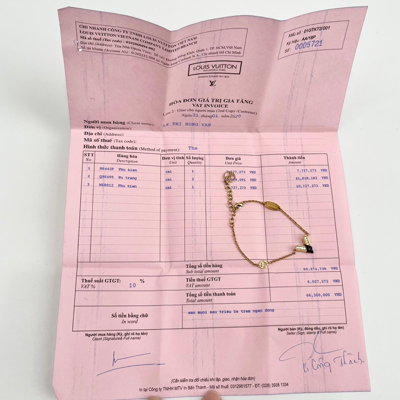 Lắc tay Louis Vuitton chính hãng