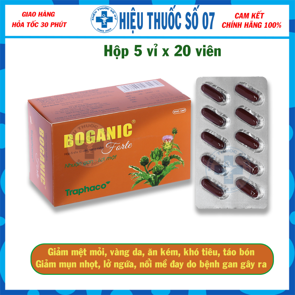 Viên uống Boganic hỗ trợ mát gan & giải độc gan Traphaco viên bao đường