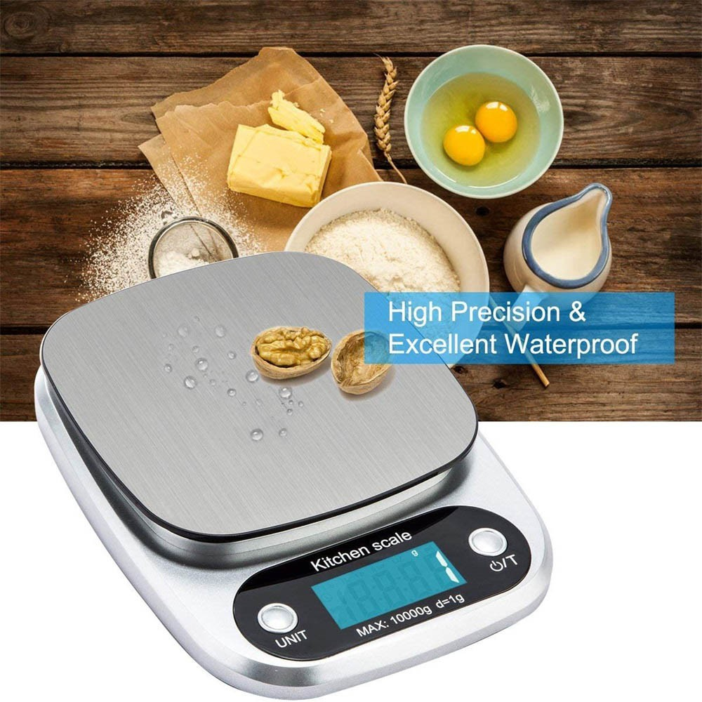 Cân điện tử nhà bếp, cân tiểu ly mini định lượng 1g - 10kg làm bánh độ chính xác cao kèm 2 viên pin AAA