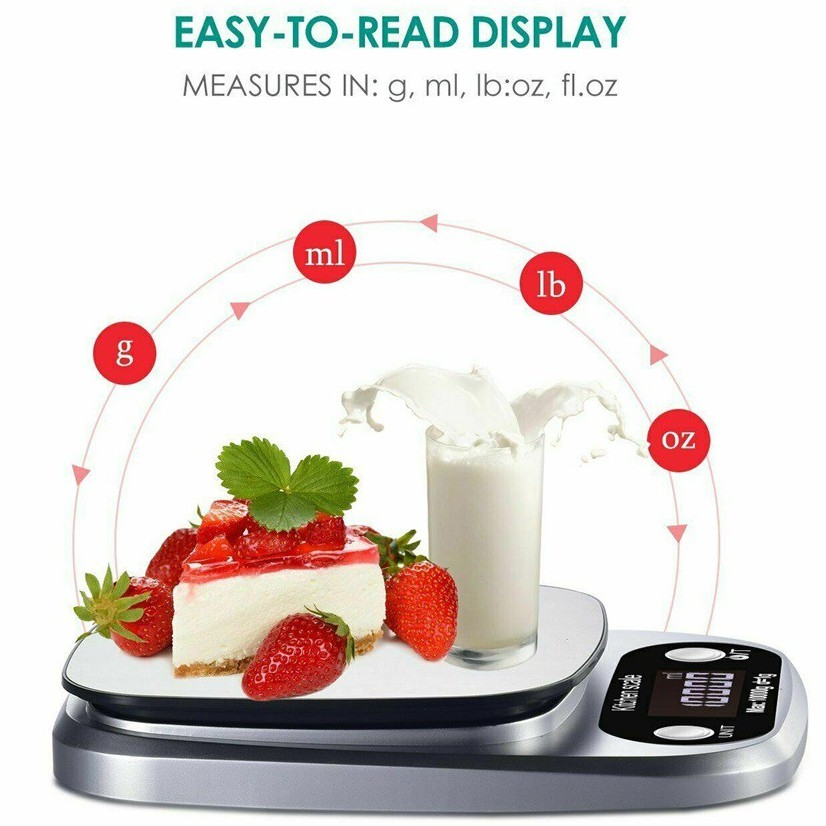 Cân điện tử nhà bếp, cân tiểu ly mini định lượng 1g - 10kg làm bánh độ chính xác cao kèm 2 viên pin AAA