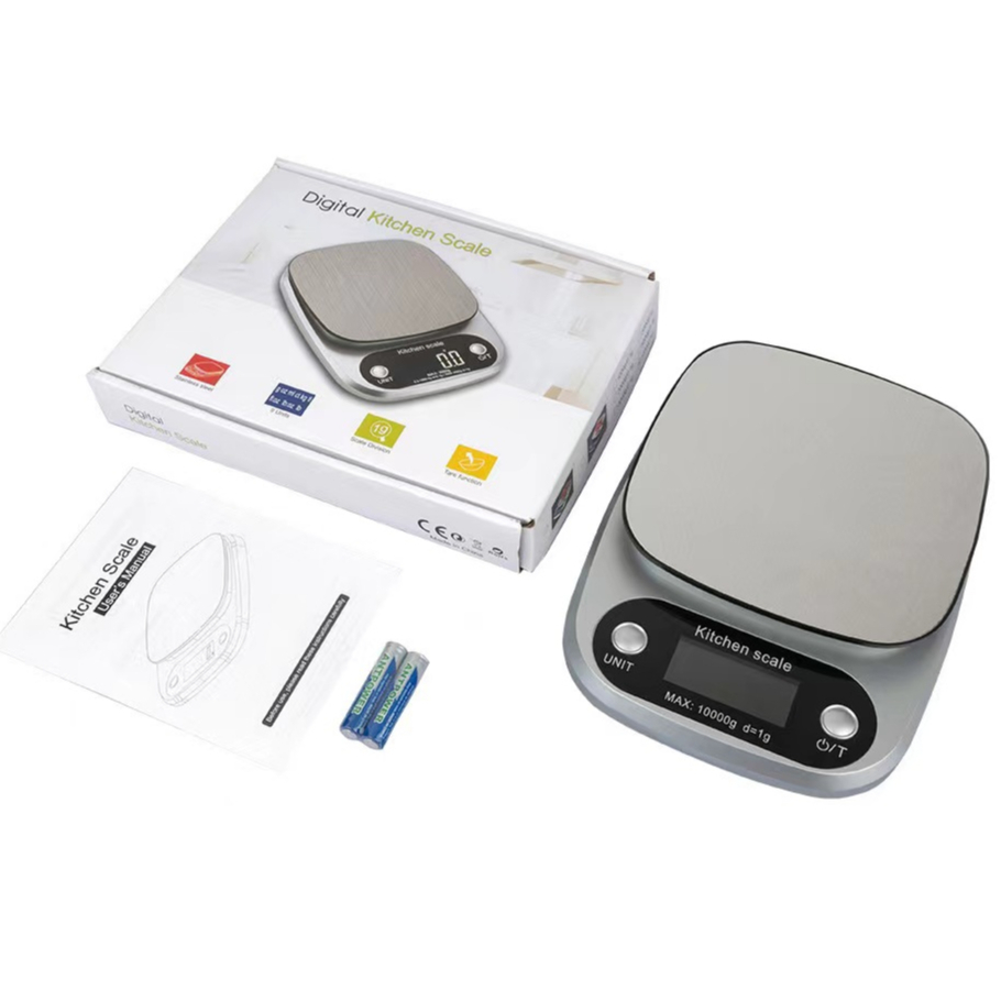 Cân điện tử nhà bếp, cân tiểu ly mini định lượng 1g - 10kg làm bánh độ chính xác cao kèm 2 viên pin AAA