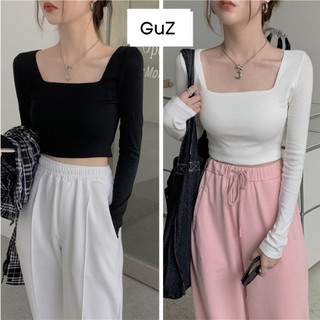 Áo kiểu nữ croptop dài tay cổ vuông tôn dáng khoe eo sexy ulzzang bánh bèo quốc dân 2023_GUZ