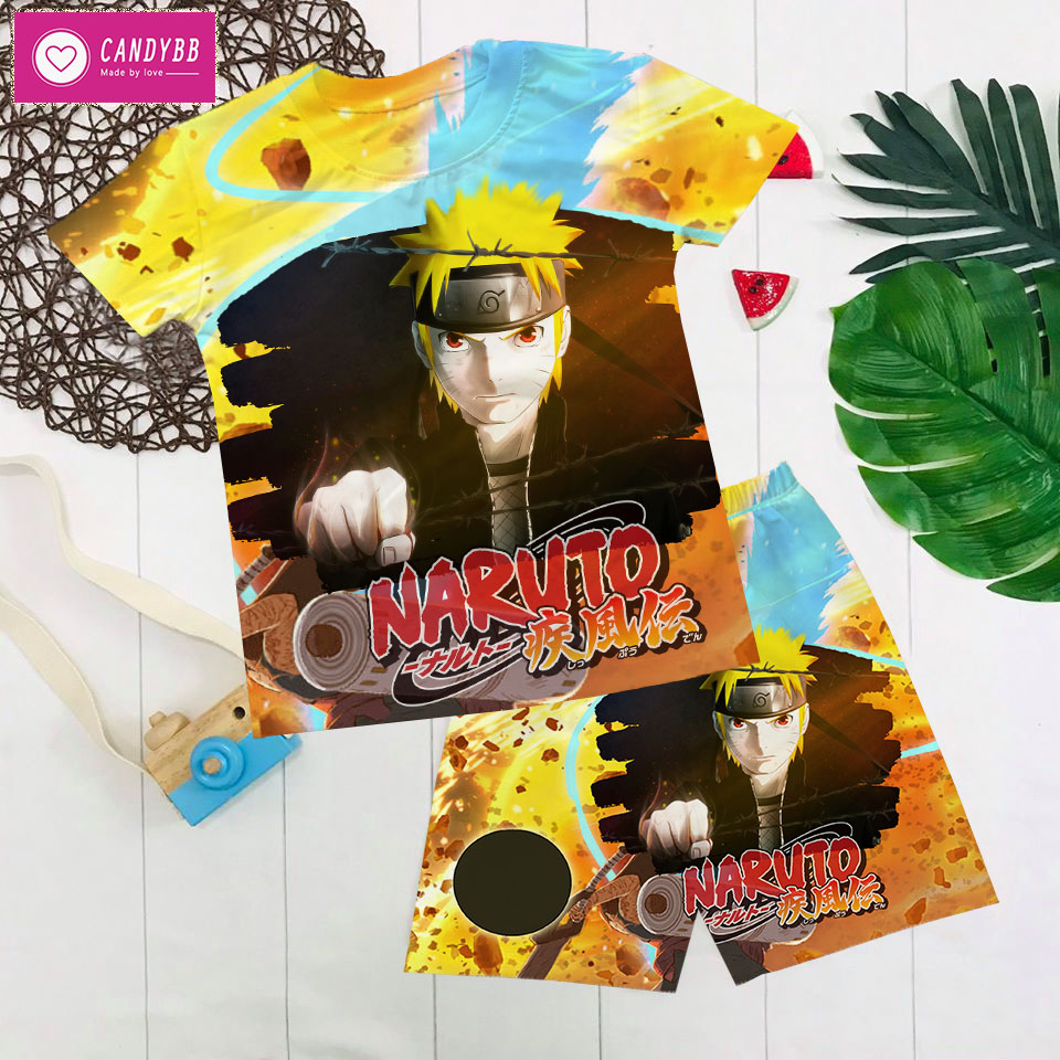 Đồ bộ bé trai, bộ thun lạnh cộc tay in hình Naruto Sasuke Kakashi nhiều màu từ 10kg đến 57kg