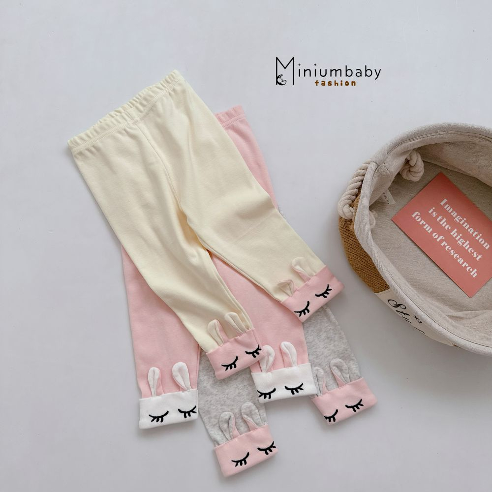 Quần dài Legging thu đông thông thoáng xinh xắn cho bé gái chất cotton mềm mịn, MiniumBaby QD1636