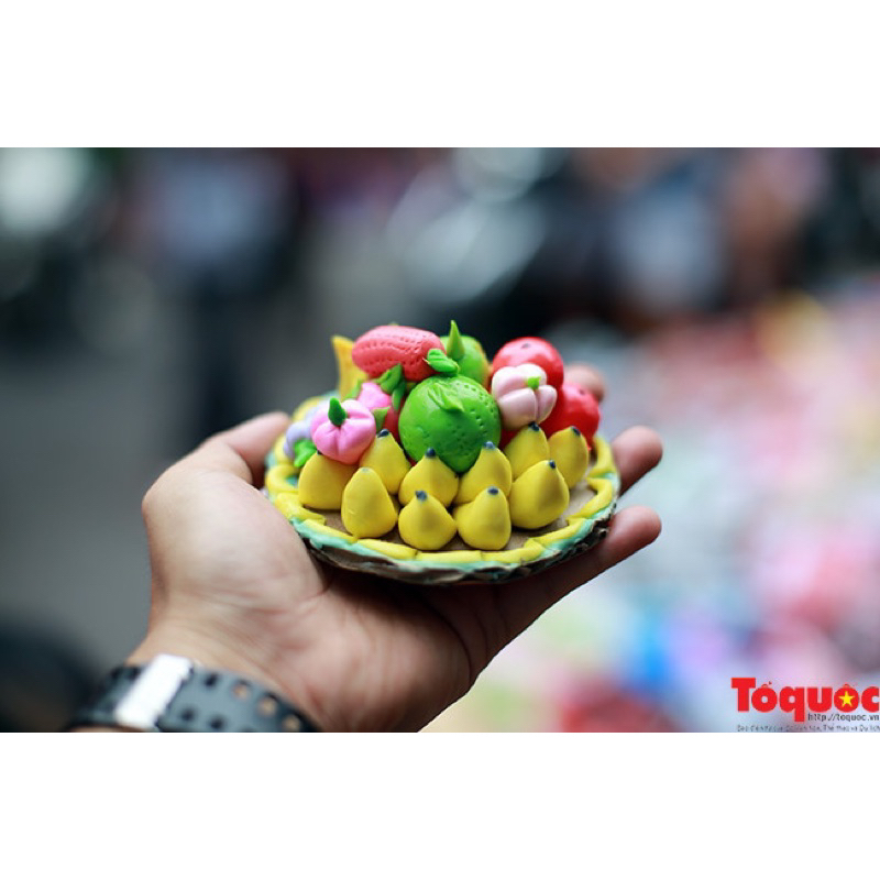 Mâm ngũ quả tò he chất liệu đất sét Nhật bản