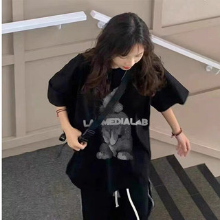 FOCUS local brand fashion vintage Đen cổ tròn áo phông nữ bigsize unisex áo oversize tee ulzzang 100%cotton