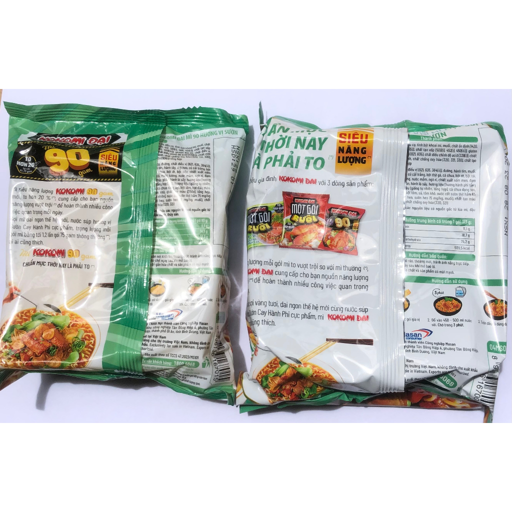 1 Gói mì Kokomi Đại hương vị Sườn Cay Hành Phi 90g/113g
