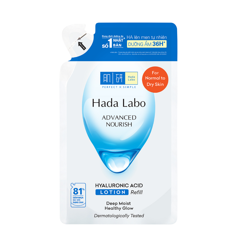 Túi refill lotion dưỡng ẩm Hada Labo Advance Nourish Hyaluronic Acid cho da thường, da khô 170ml