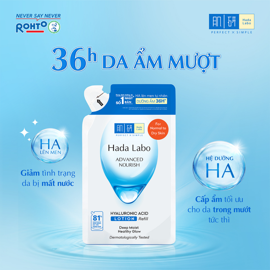 Túi refill lotion dưỡng ẩm Hada Labo Advance Nourish Hyaluronic Acid cho da thường, da khô 170ml