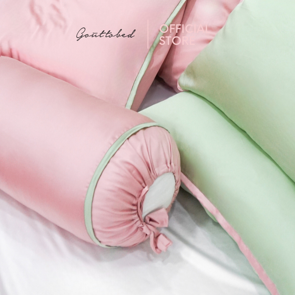 Bộ vỏ gối nằm ôm Goûttobed Tencel hồng phấn xanh bơ pastel phong cách Hàn Quốc