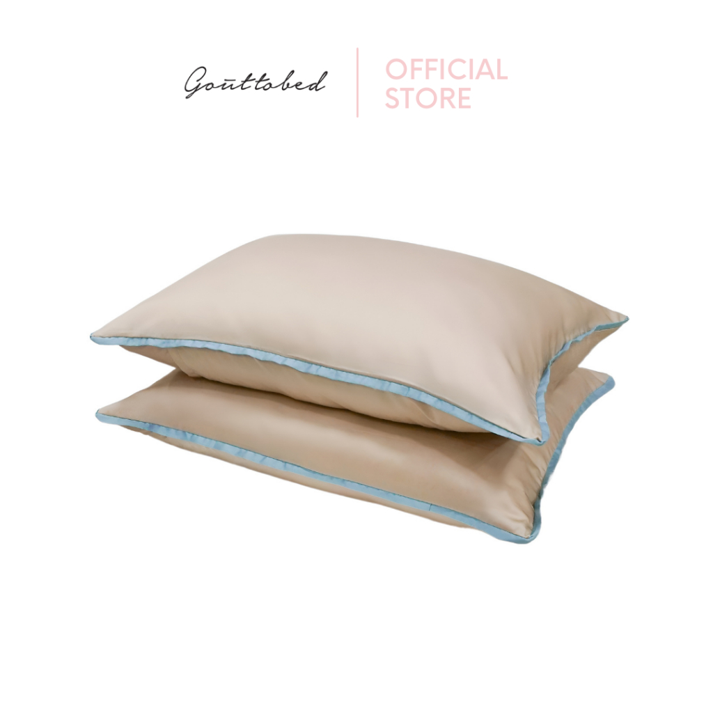 Bộ vỏ gối nằm ôm Goûttobed Tencel xanh biển nâu latte pastel phong cách Hàn Quốc