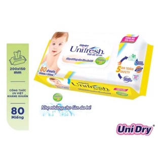 Khăn Ướt Unifresh Không Mùi Vitamin E 80 Miếng