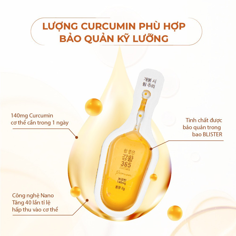 [QUÀ HẤP DẪN - COMBO GIA ĐÌNH] Combo 3 Hộp Tinh Chất Nghệ Nano Curcumin 365 Premium Hàn Quốc Hộp (96 tuýp)