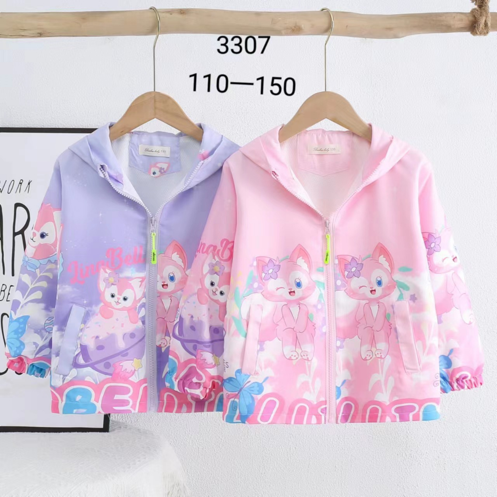 Áo gió trẻ em, áo khoác mùa đông cho bé gái Elsa Ngựa Pony Kỳ lân Thỏ tím Mèo dễ thương size từ 13kg đến 28k