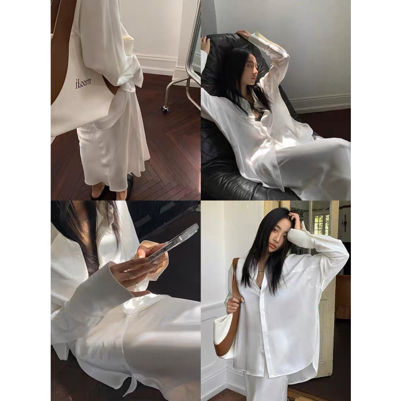 SET SƠ MI TRẮNG OVERSIZE + CHÂN VÁY MIDI 🖤