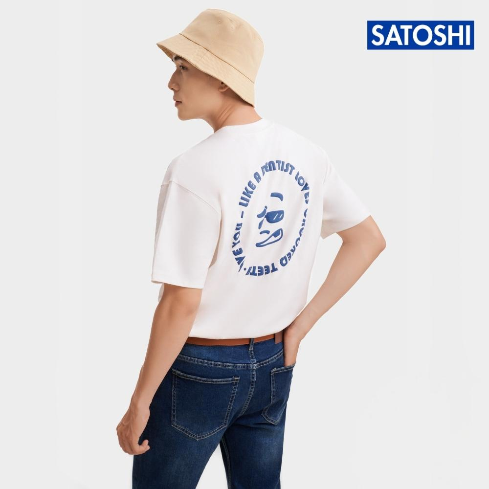 Áo thun nam Satoshi SATS104 tay ngắn chất cotton cổ tròn in hình nổi form vừa thoải mái thấm hút mồ hôi